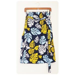 !! Hidden Forest Market Palm Leaf Print Navy Blue Skirt w/ Belt